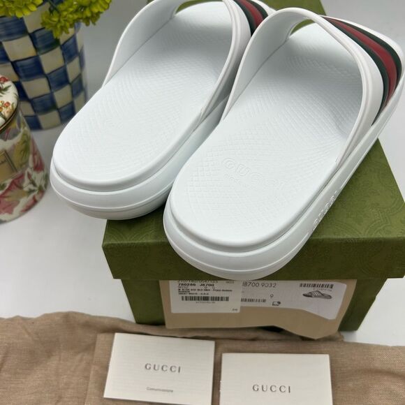 Men\'s Gucci ace web striped rubber, Pool slides size 9, made in Italy main image 7